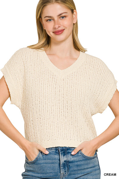 Elise Textured Sweater Vest | Cream