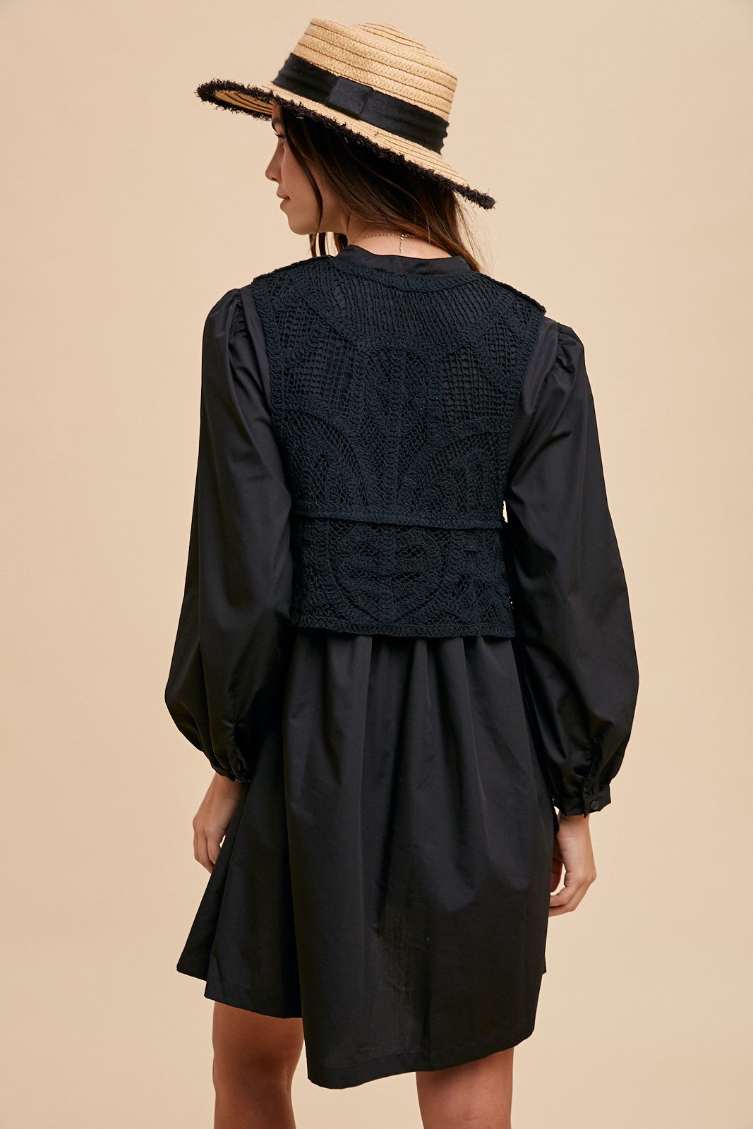 Sadie Crochet Babydoll Dress | Black 