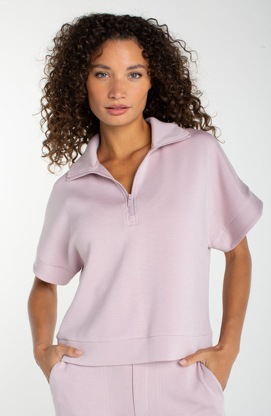 Liverpool Half Zip Popover Top | Lilac Shadow