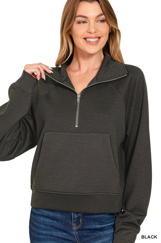 Anne Half Zip Pullover | Black