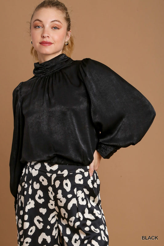 Harper Hi-Neck Satin Top