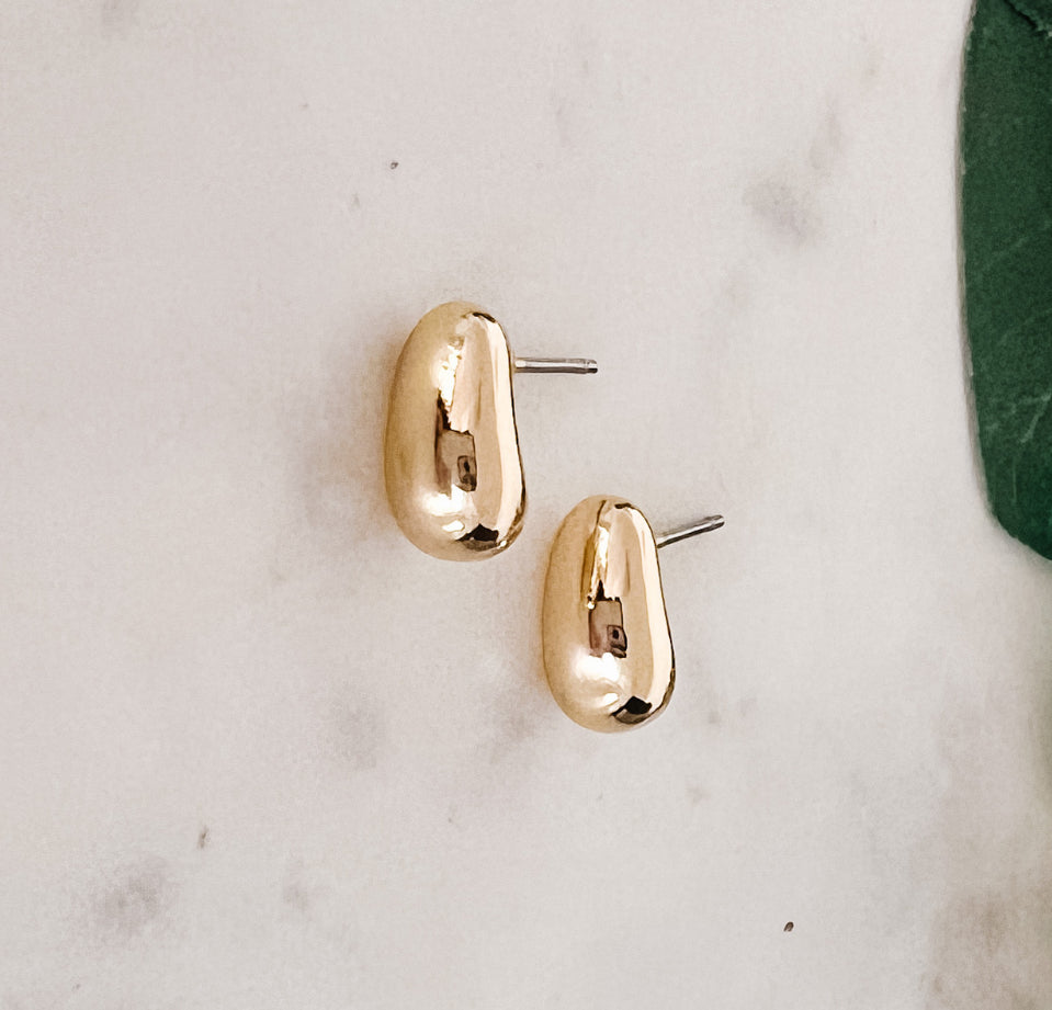 Mini Bean Stud Earrings | Gold 