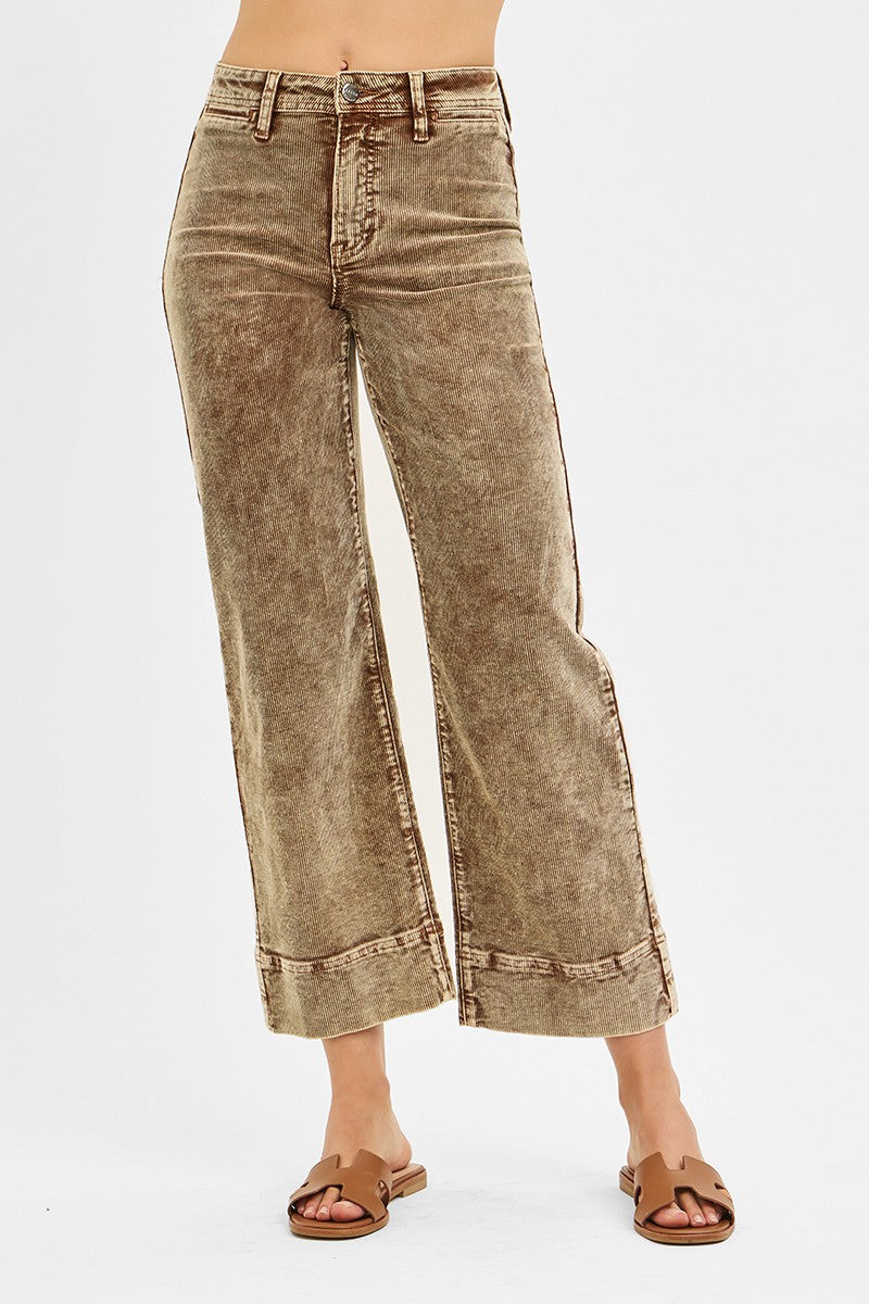 Risen High Rise Crop Corduroy Pants | Mocha