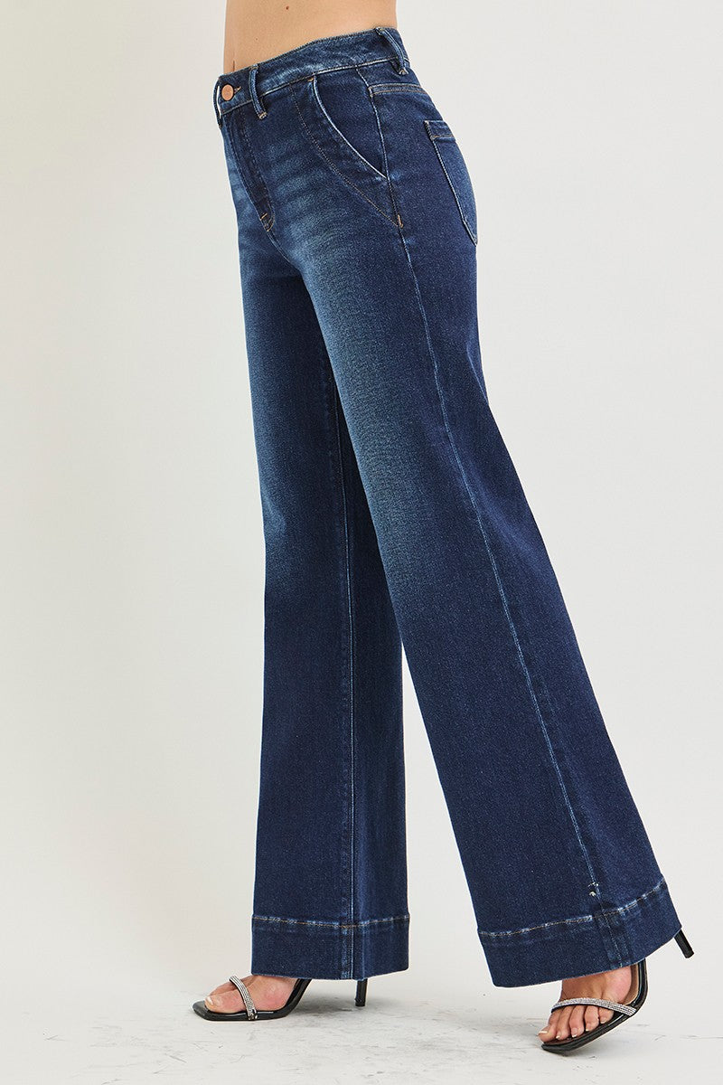 Risen Tummy Control Wide Flare With Wide Hem | Dark