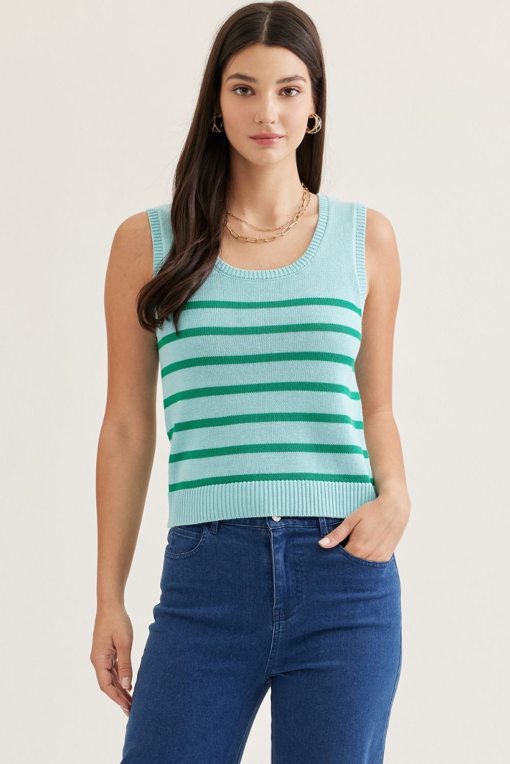 Lydia Striped Sleeveless Top