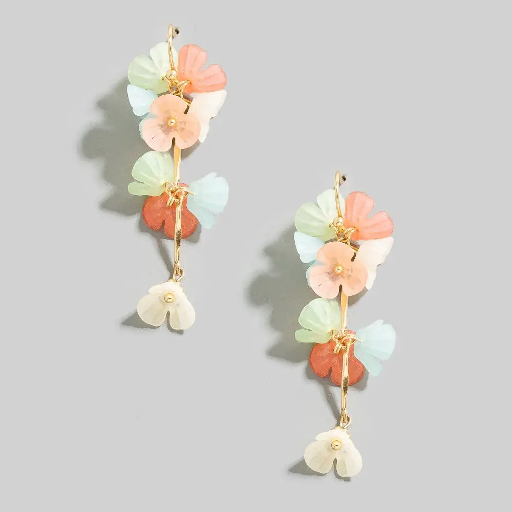 Acrylic Flower and Bars Dangle Earrings | Multi