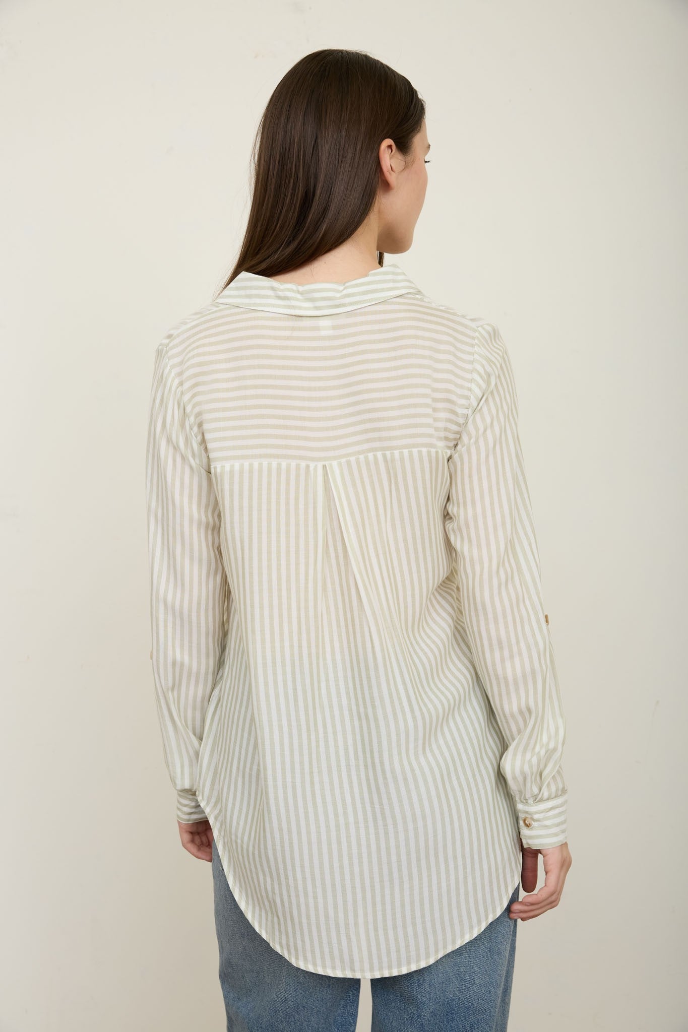 Amelia Stripe Button Down | Lt. Olive