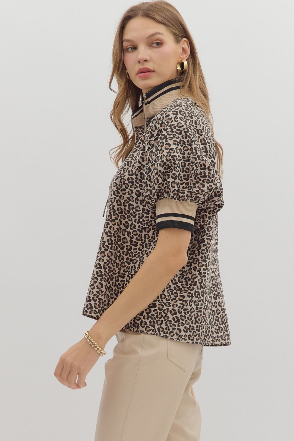 Sloan Leopard Half Zip Top