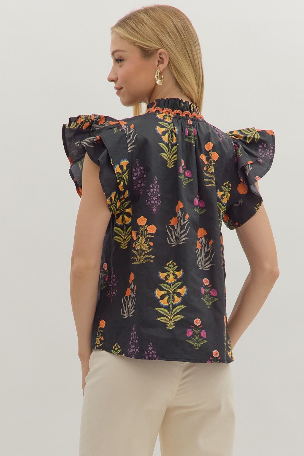 Trisha Botanical Print Top