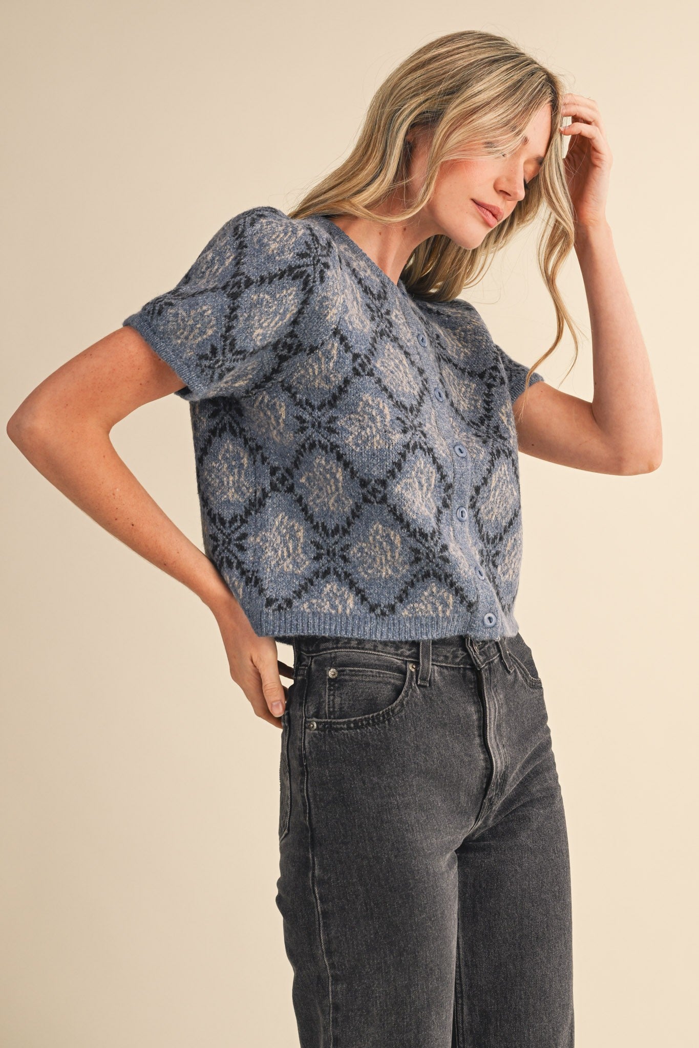 Stella Floral Short Sleeve Sweater Cardigan