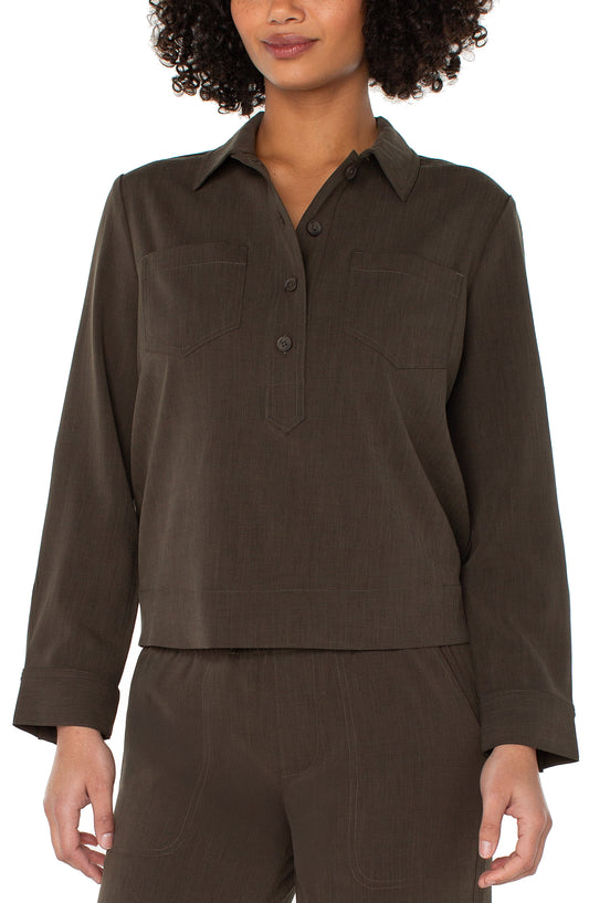 Liverpool Popover Shirt | Black Olive