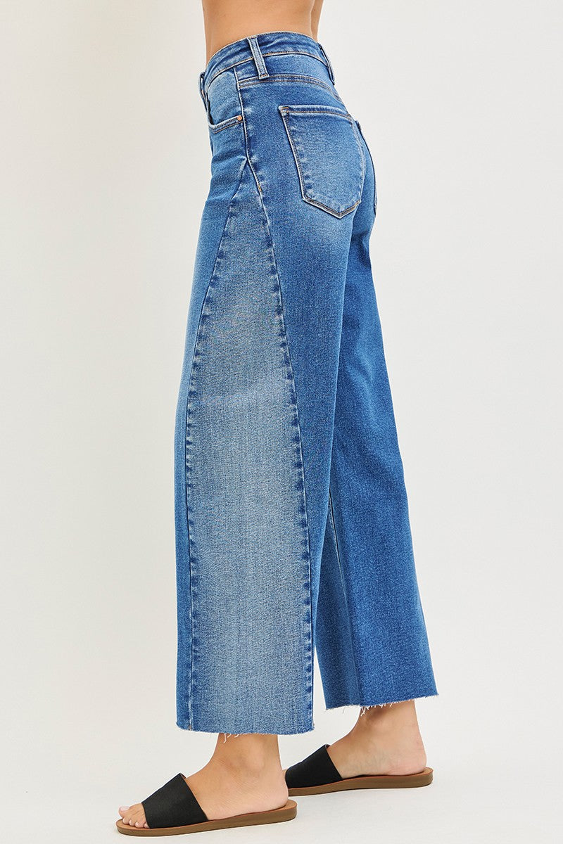 Risen Slouchy Cropped Barrel Jeans With Contrast Wash