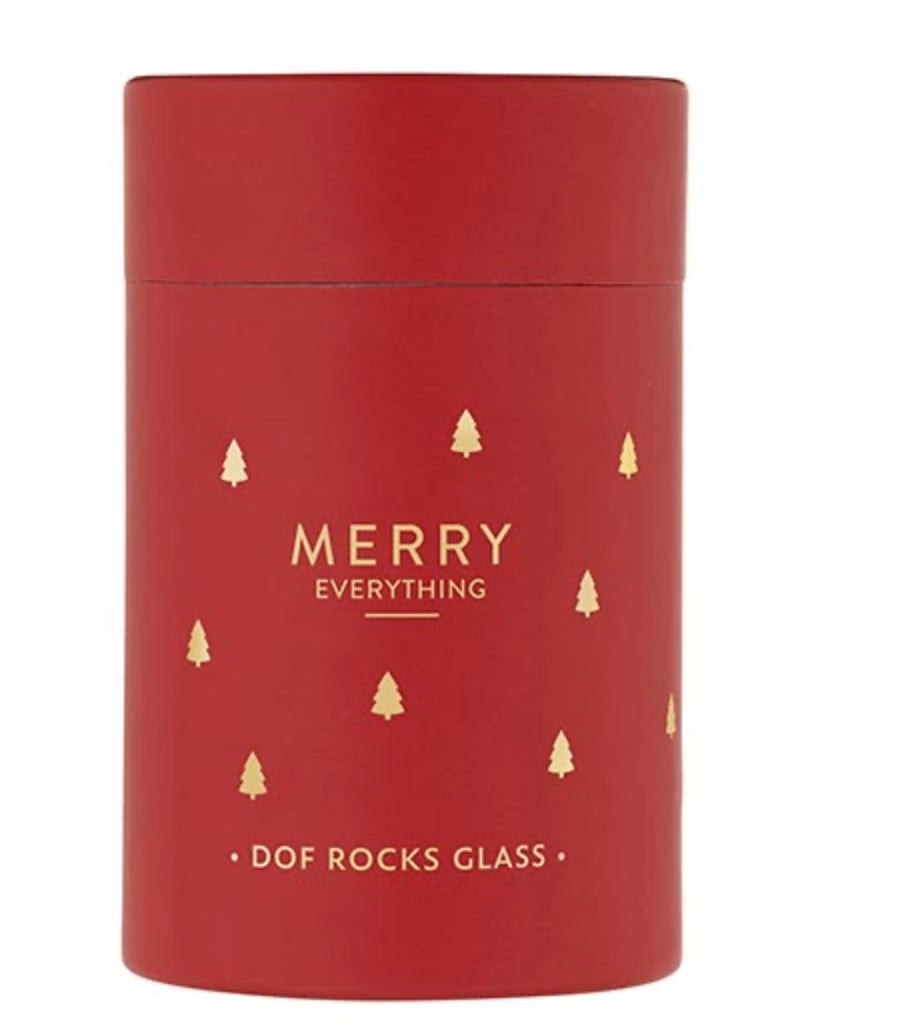 Merry Everything Rock Glass With Gift Box 