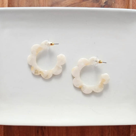 Cream Floral Hoops