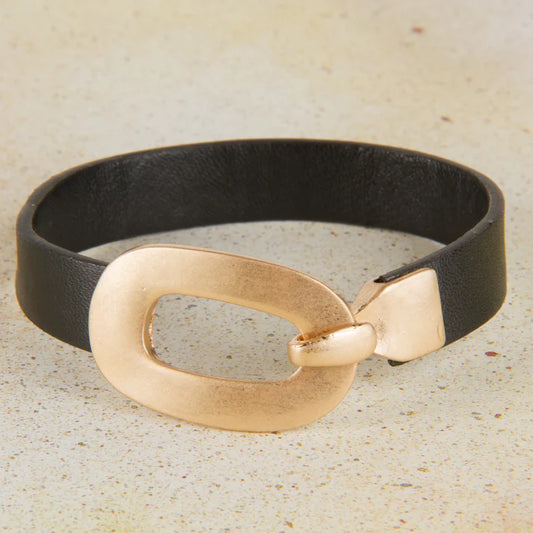 Leather "Buckle" Bracelet | Gold 