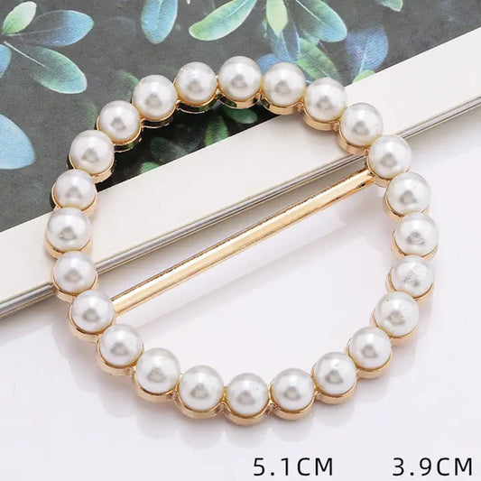 Round Pearl Inlaid Shiny Scarf Ring