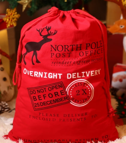 North Pole Large Drawstring Gift Bag
