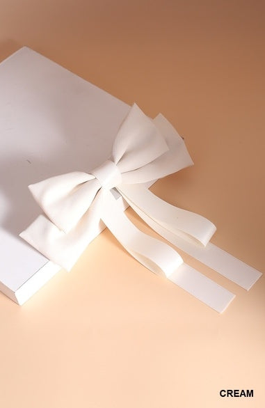 Silk Satin Double Layer Bow Hair Clip | Cream