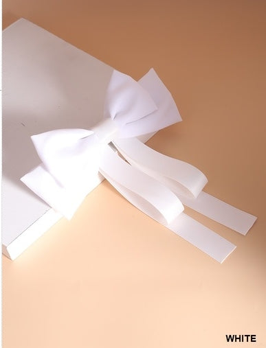 Silk Satin Double Layer Bow Hair Clip | White