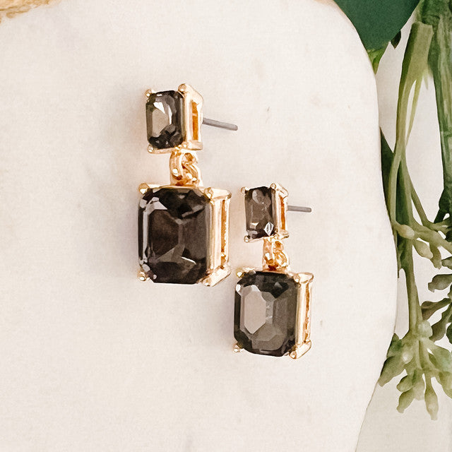 Stone Dangle Earrings | Black
