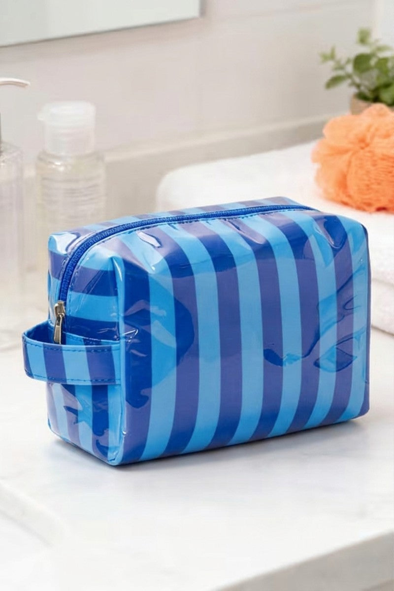 Striped Cosmetic Bag | Blue