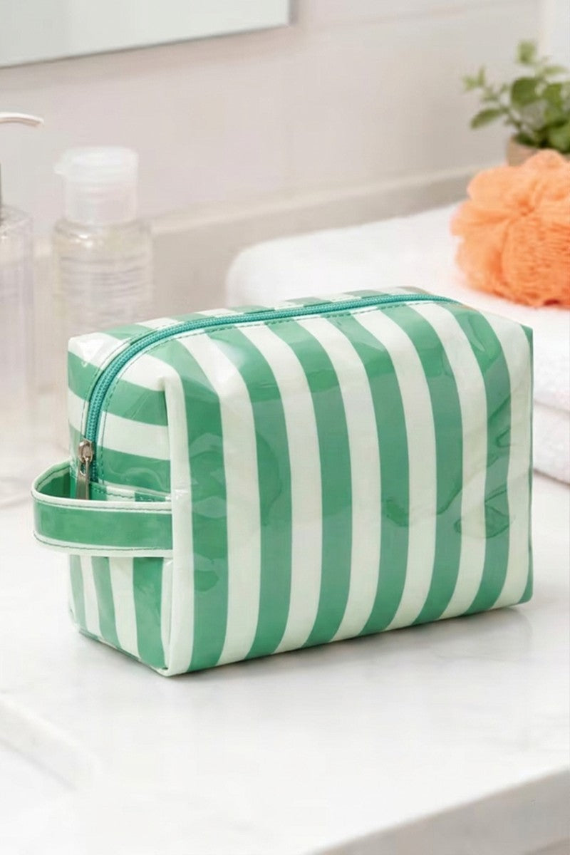 Striped Cosmetic Bag | Green
