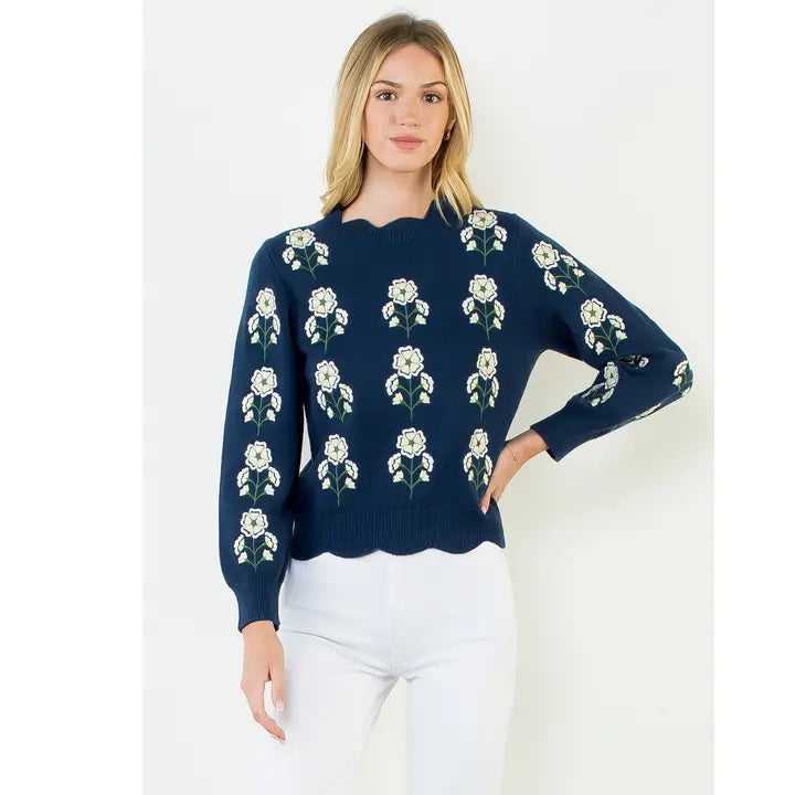 Charlotte Flower Embroidered Sweater