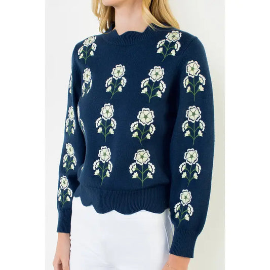 Charlotte Flower Embroidered Sweater