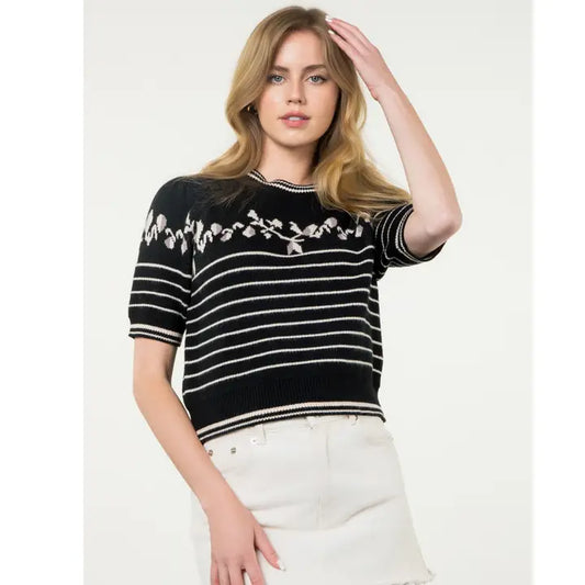 Clara Printed Short Sleeve Sweater