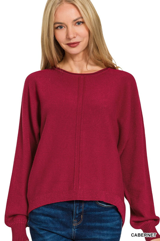 Freya Front Seam Sweater | Cabernet