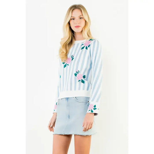 Hadley Stripe + Floral Sweater