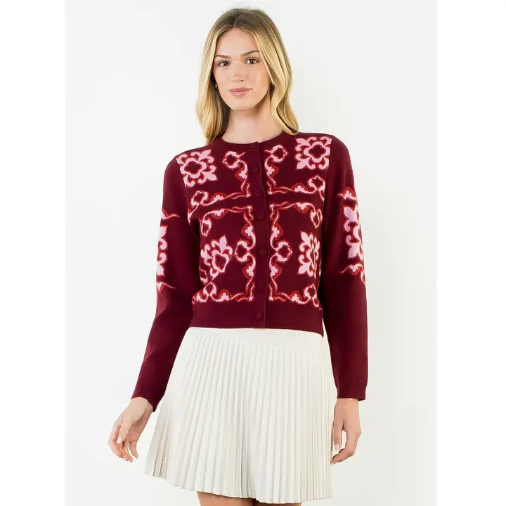 Heather Printed Cardigan