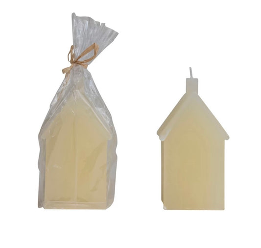 Cream Unscented House Shaped Candle
