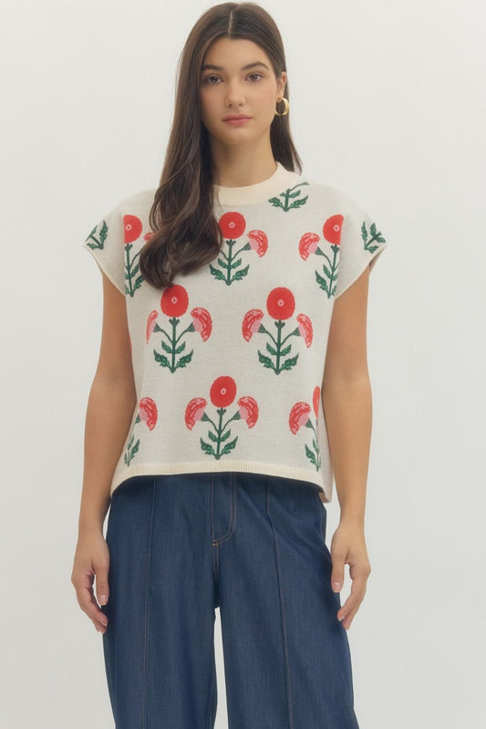 Jessie Floral Pattern Cap Sleeve Top