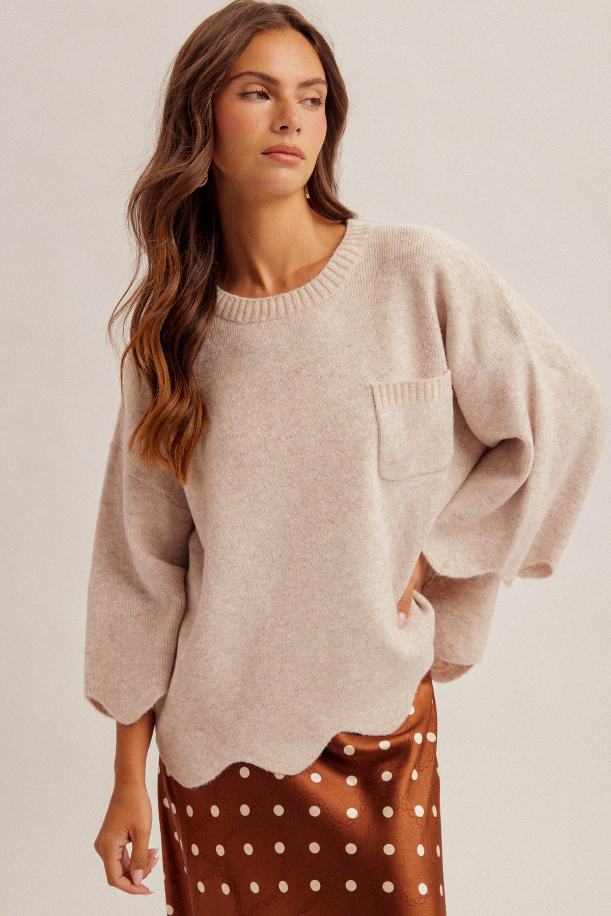 Kaelie Scalloped Edge Sweater