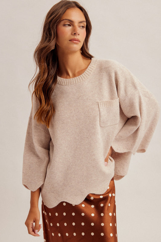 Kaelie Scalloped Edge Sweater
