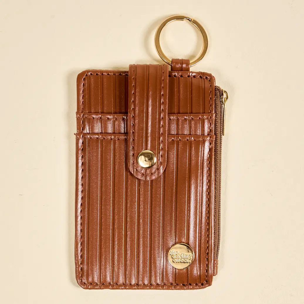 Ripple Ridge Keychain Wallet | Cognac