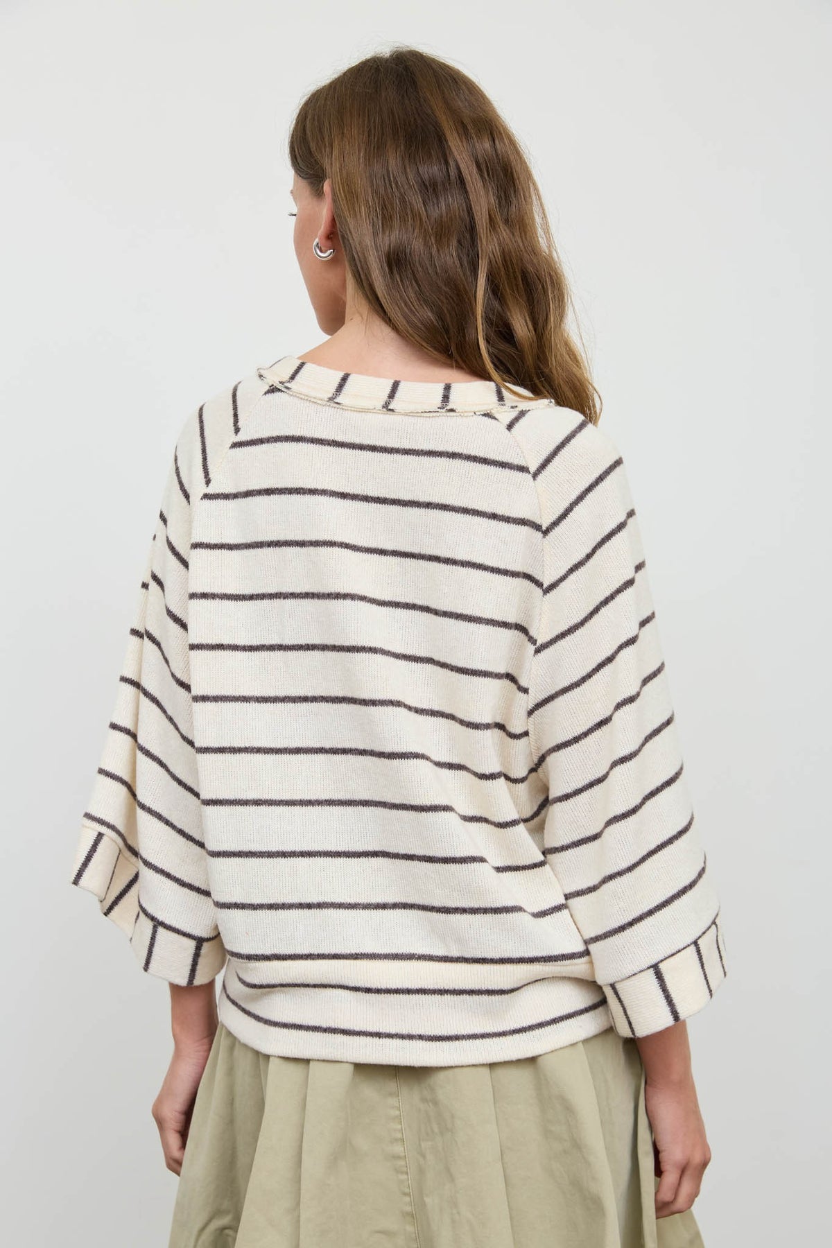 Luna Stripe Henley Sweater | Ivory