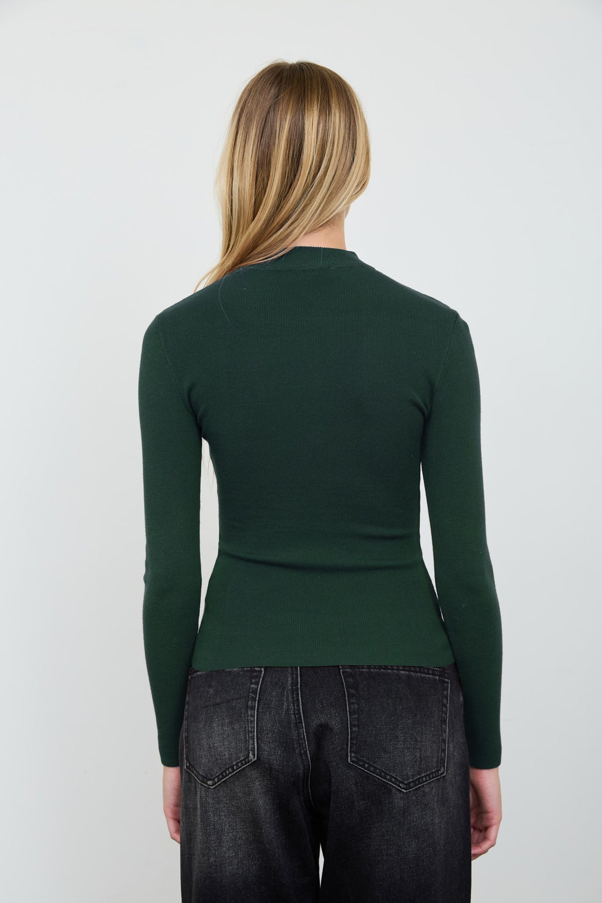 Mock Neck Long Sleeve Top | Hunter Green