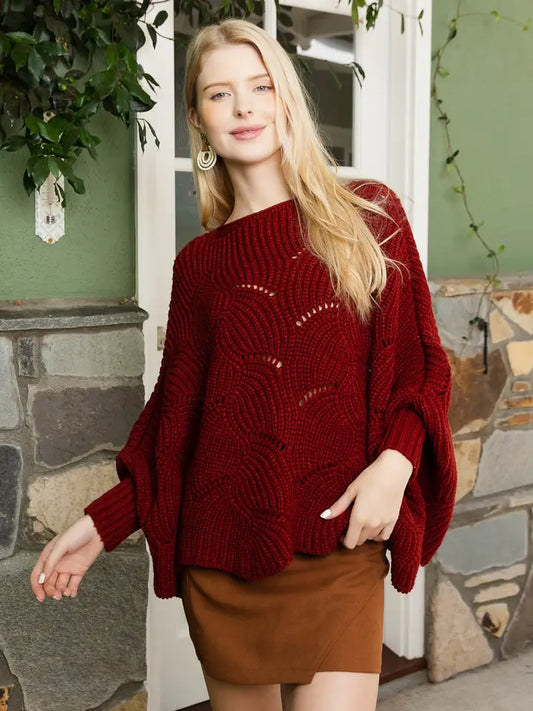 Nina Ribbed Knit Poncho