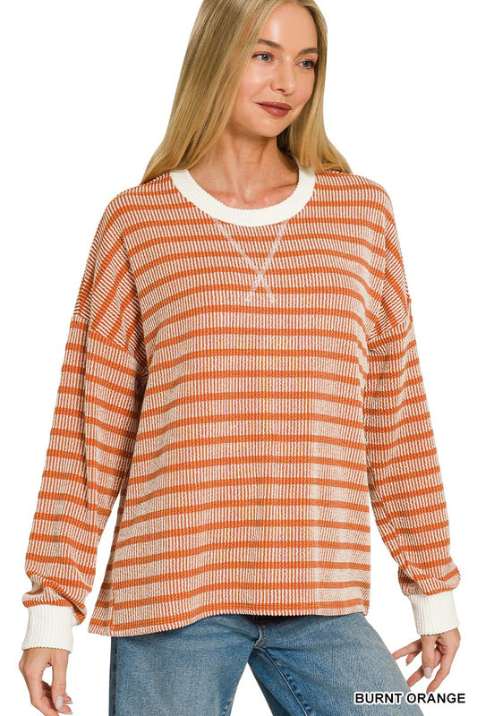 Nova Raised Rib Striped Pullover