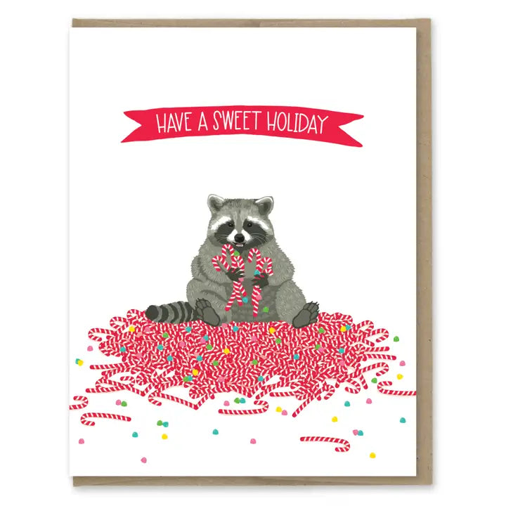 Sweet Holiday Raccoon | Holiday Card