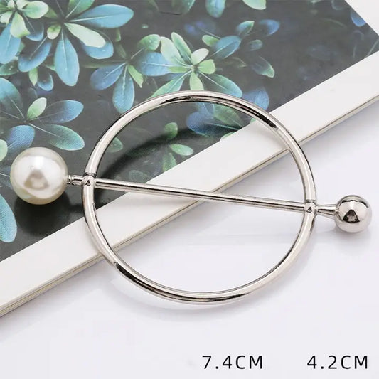 Metal Pearl with Diamond Scarf Ring
