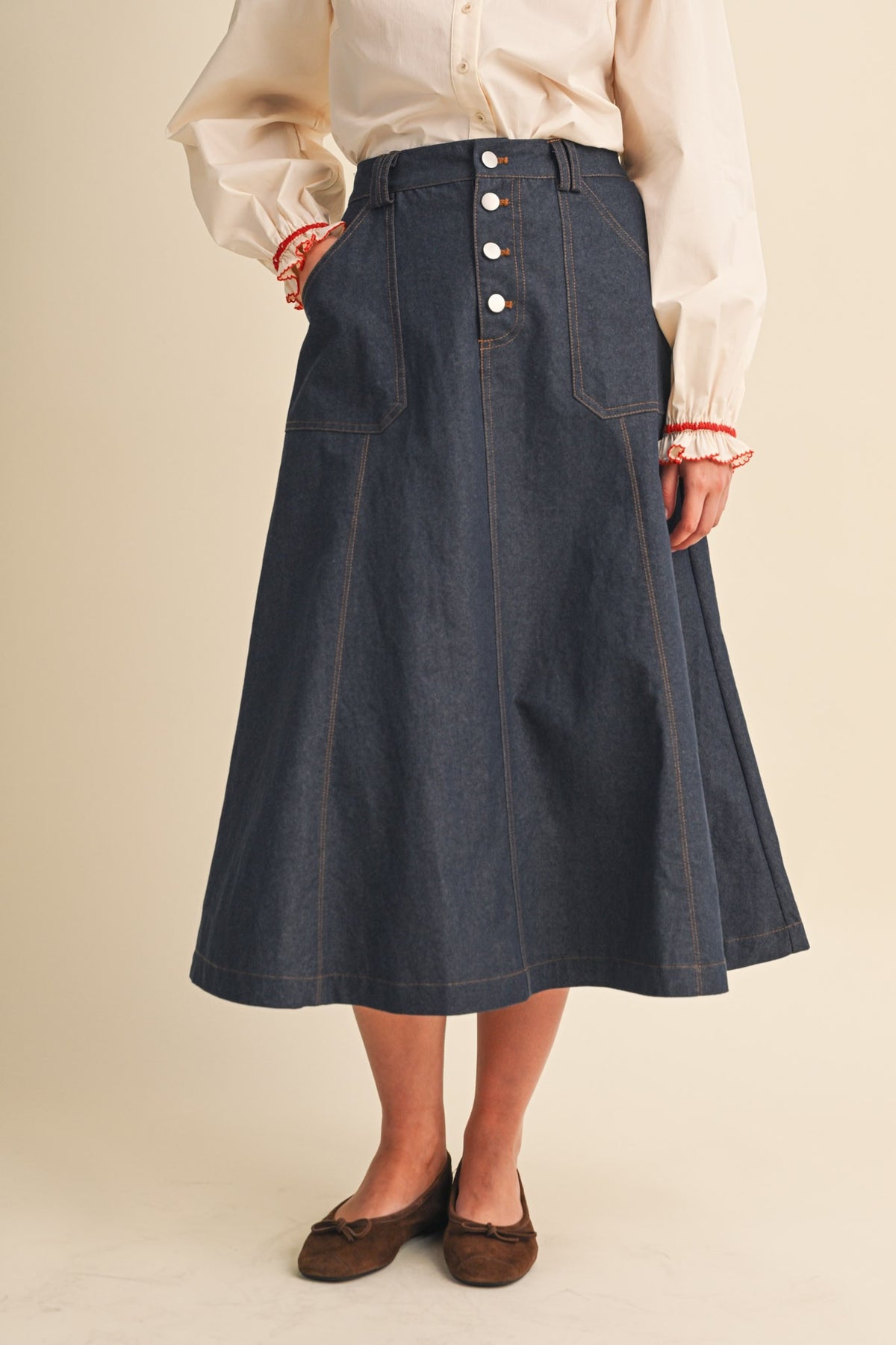 Tracey Denim Midi Skirt