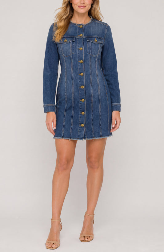 Liverpool Collarless Trucker Dress | Indigo Dreams