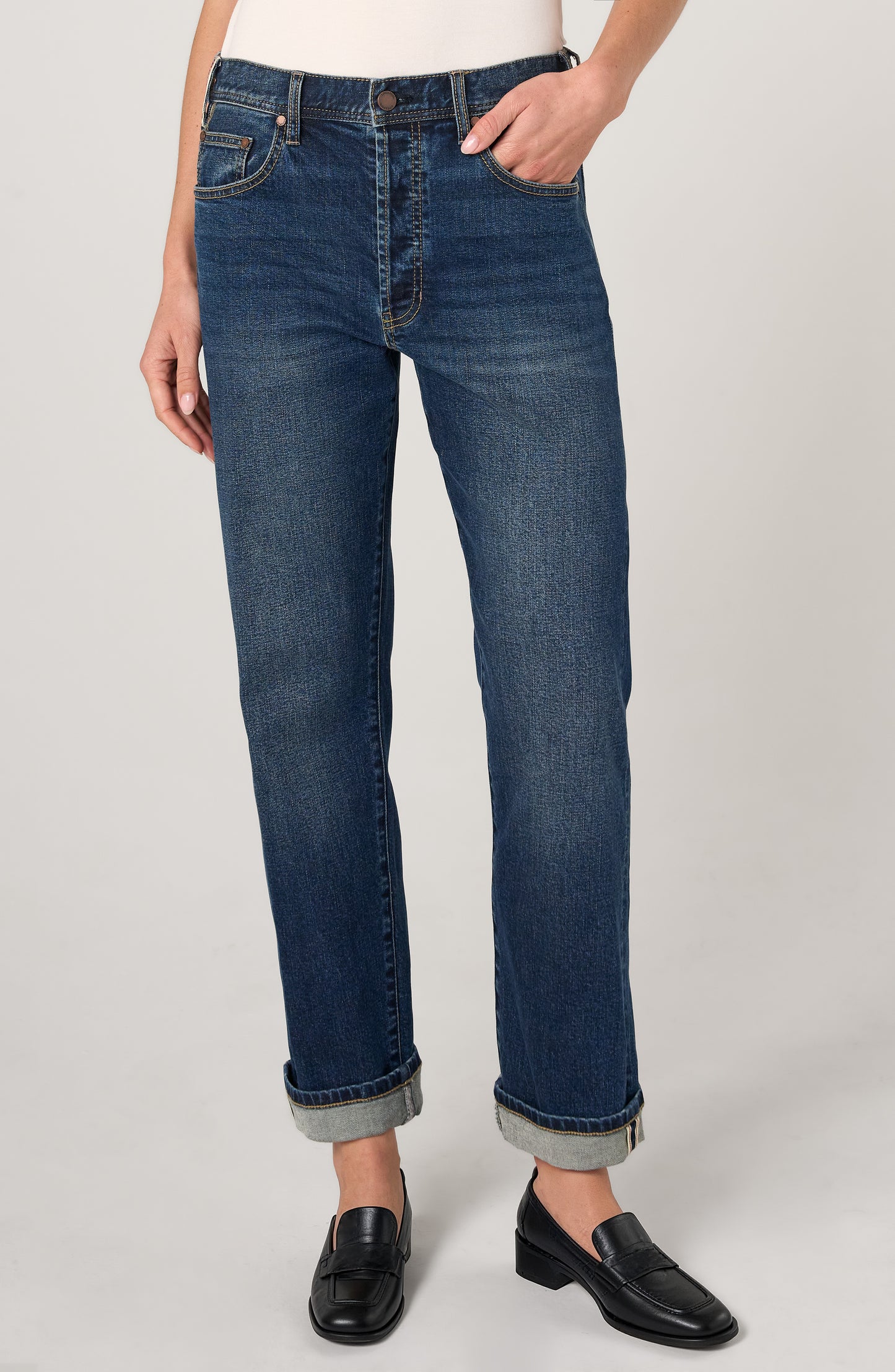Liverpool Sloane Low Rise Girlfriend Cuffed | Comet Blue