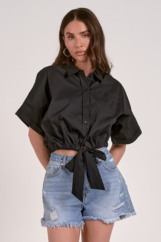Greta Button Down Tie Top