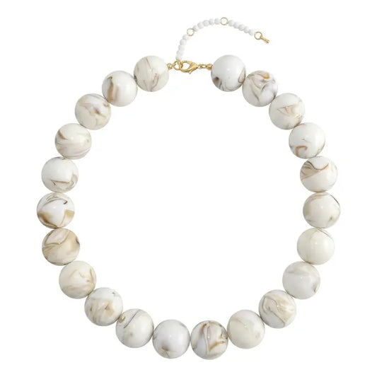 Dopamine Acrylic Beaded Pendant Necklace | White