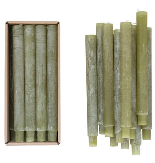 Unscented Taper Candles, Powder Finish | Green