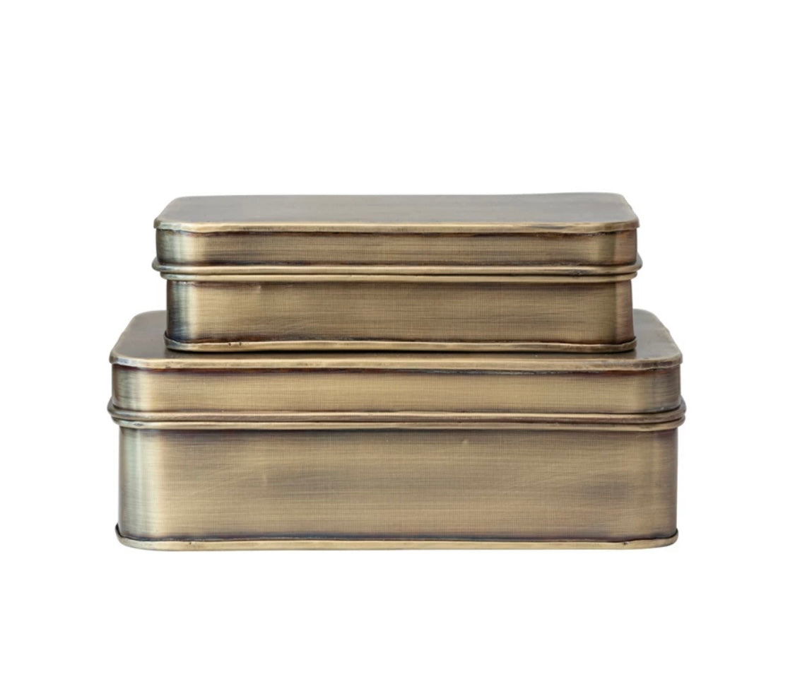 Metal Boxes, Antique Brass Finish